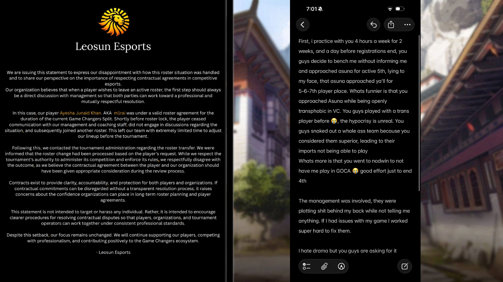 Leosun Esports Faces Transphobia Allegations Amid Explosive Roster Dispute